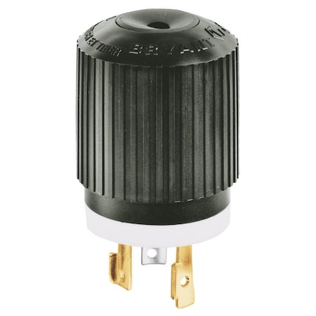 Bryant Locking Plug, FSL1-P, 30 A, 28V DC, Single Phase, 2 Pole, Screw Terminals, Black, White FSL1NP